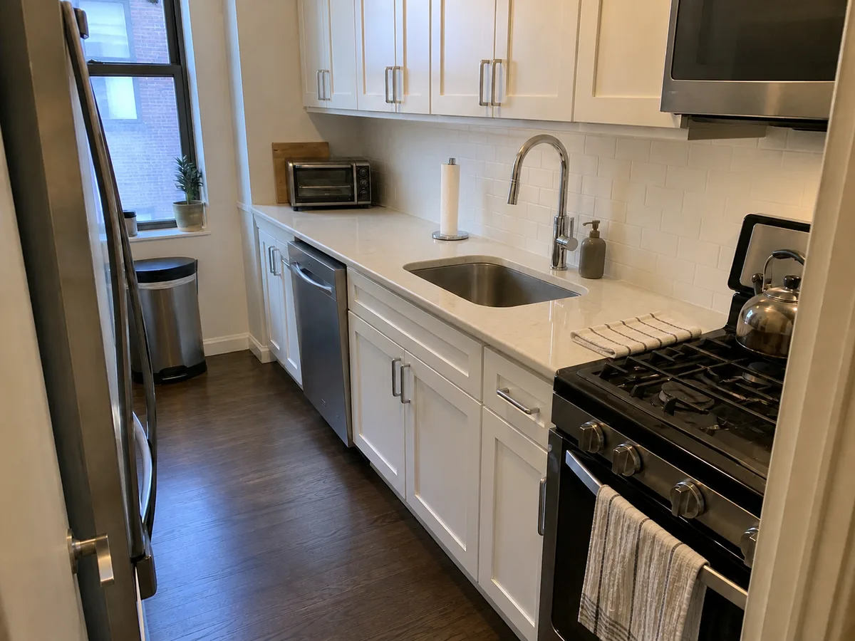 Demo after photo of the same kitchen after cleaning